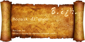 Bozsik Ágnes névjegykártya